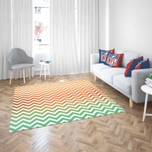 Orange Green Pastel Chevron Stripes Rug 2