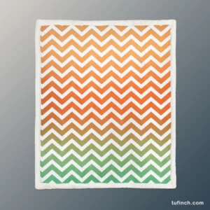 Orange Green Pastel Chevron Stripes Sherpa Fleece Blanket 1