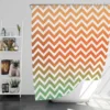 Orange Green Pastel Chevron Stripes Shower Curtain