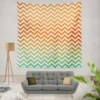 Orange Green Pastel Chevron Stripes Wall Tapestry