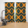 Orange Green Tribal Curtain