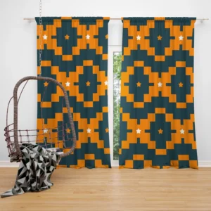 Orange Green Tribal Curtain