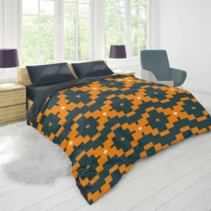 Orange Green Tribal Duvet Cover 1