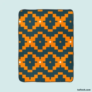 Orange Green Tribal Fleece Blanket 1