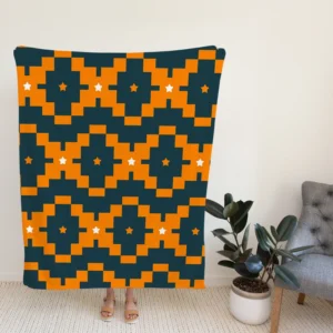 Orange Green Tribal Fleece Blanket