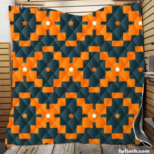 Orange Green Tribal Quilt Blanket