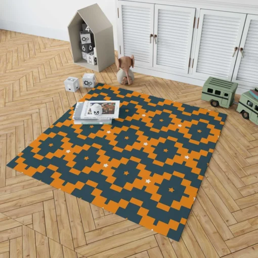 Orange Green Tribal Rug 1