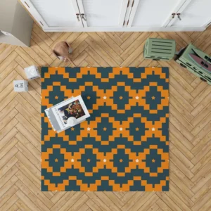 Orange Green Tribal Rug