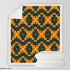 Orange Green Tribal Sherpa Fleece Blanket