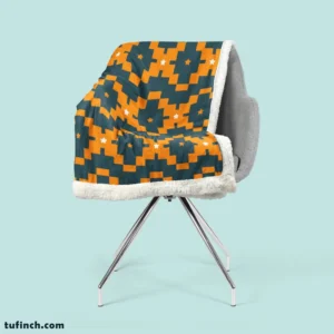 Orange Green Tribal Sherpa Fleece Blanket 2