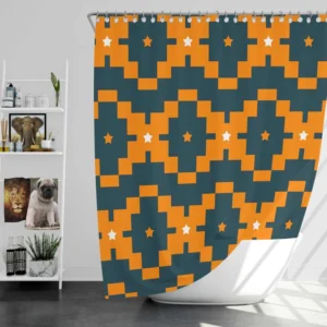 Orange Green Tribal Shower Curtain