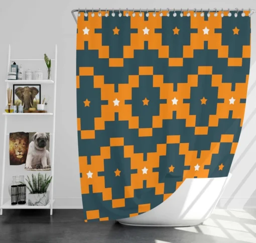 Orange Green Tribal Shower Curtain