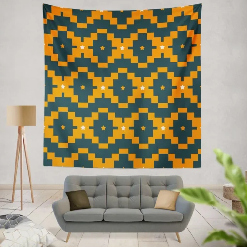 Orange Green Tribal Wall Tapestry