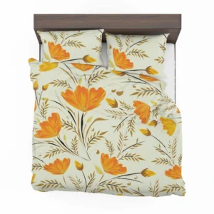 Orange Lily Flowers Spring Pattern Bedding Set 2