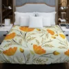 Orange Lily Flowers Spring Pattern Duvet Cover