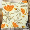 Orange Lily Flowers Spring Pattern Quilt Blanket