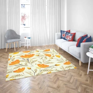 Orange Lily Flowers Spring Pattern Rug 2