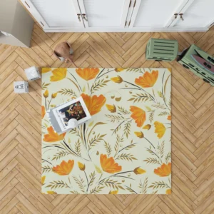 Orange Lily Flowers Spring Pattern Rug