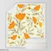 Orange Lily Flowers Spring Pattern Sherpa Fleece Blanket