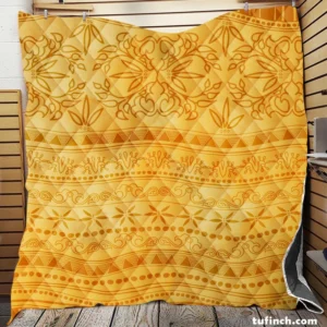 Orange Native American Ethnic Design Quilt Blanket