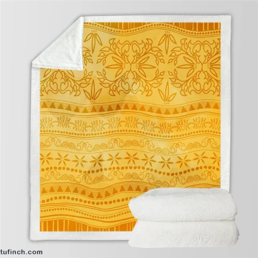 Orange Native American Ethnic Design Sherpa Fleece Blanket