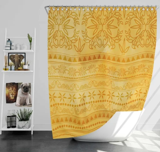 Orange Native American Ethnic Design Shower Curtain