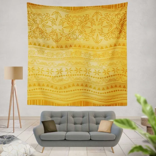 Orange Native American Ethnic Design Wall Tapestry