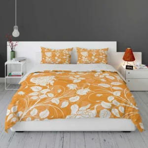 Orange Nouveau Rose Floral Bedding Set 1