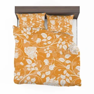 Orange Nouveau Rose Floral Bedding Set 2