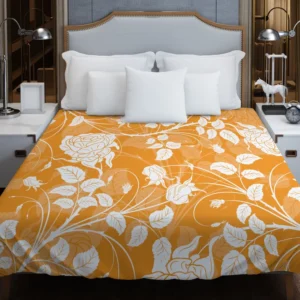 Orange Nouveau Rose Floral Duvet Cover