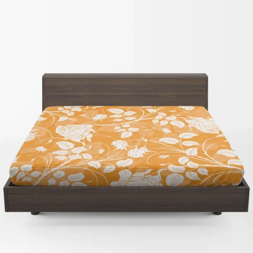 Orange Nouveau Rose Floral Fitted Sheet 1