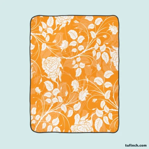 Orange Nouveau Rose Floral Fleece Blanket 1