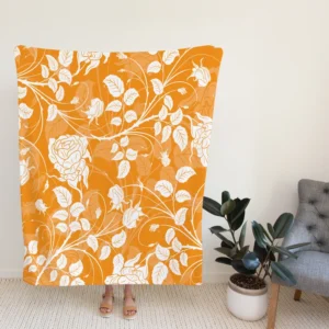 Orange Nouveau Rose Floral Fleece Blanket