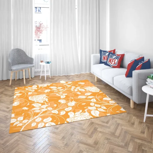 Orange Nouveau Rose Floral Rug 2