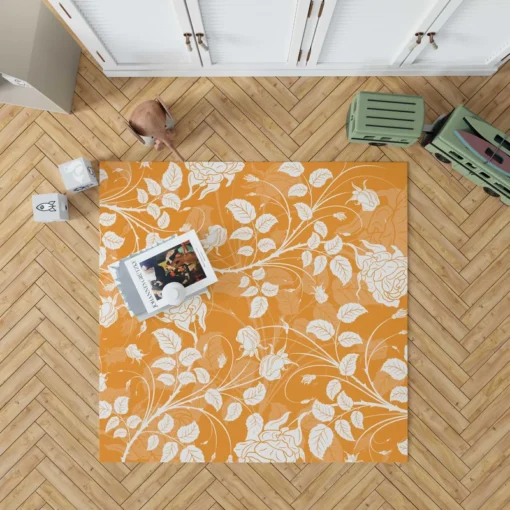 Orange Nouveau Rose Floral Rug