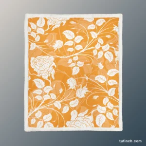 Orange Nouveau Rose Floral Sherpa Fleece Blanket 1