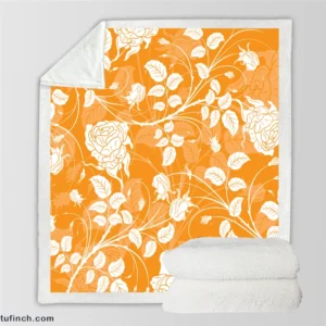 Orange Nouveau Rose Floral Sherpa Fleece Blanket