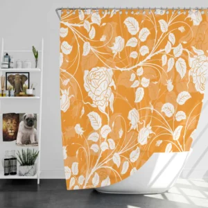 Orange Nouveau Rose Floral Shower Curtain