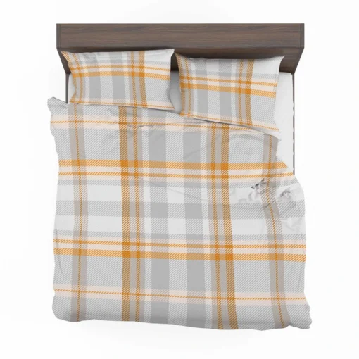 Orange Ombre Plaid Pattern Bedding Set 2