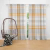 Orange Ombre Plaid Pattern Curtain