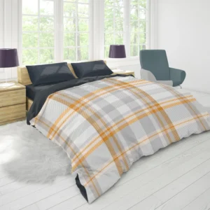 Orange Ombre Plaid Pattern Duvet Cover 1