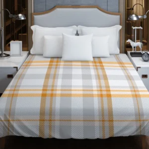 Orange Ombre Plaid Pattern Duvet Cover