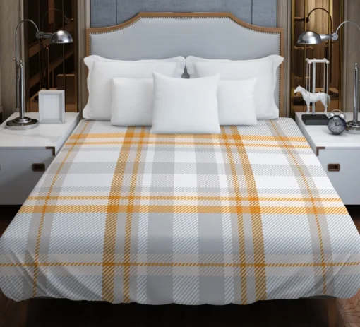 Orange Ombre Plaid Pattern Duvet Cover