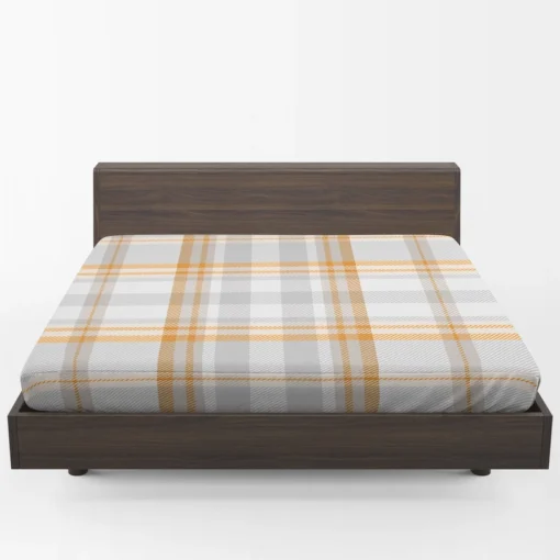 Orange Ombre Plaid Pattern Fitted Sheet 1