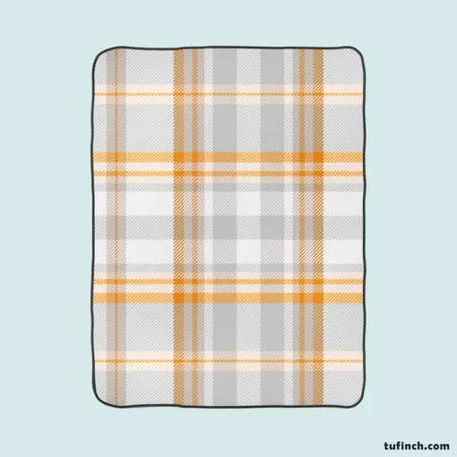 Orange Ombre Plaid Pattern Fleece Blanket 1