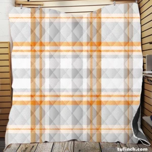 Orange Ombre Plaid Pattern Quilt Blanket