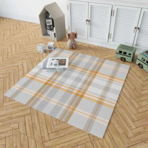 Orange Ombre Plaid Pattern Rug 1