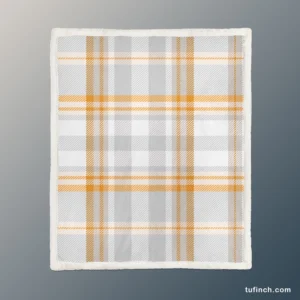 Orange Ombre Plaid Pattern Sherpa Fleece Blanket 1