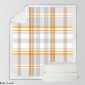 Orange Ombre Plaid Pattern Sherpa Fleece Blanket