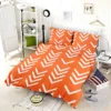 Orange Pattern With White Chevron Bedding Set